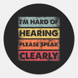 Sticker Rond Difficile d'oreille sourde déficient auditif ASL S