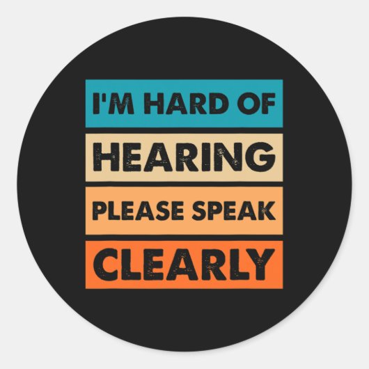 Sticker Rond Difficile d'oreille sourde déficient auditif ASL S (Devant)