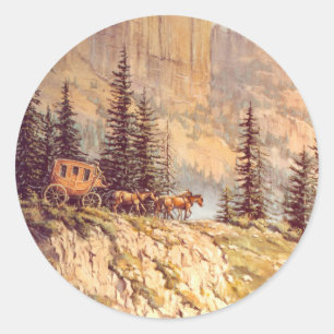 Sticker Rond DILIGENCE de MONTAGNE par SHARON SHARPE