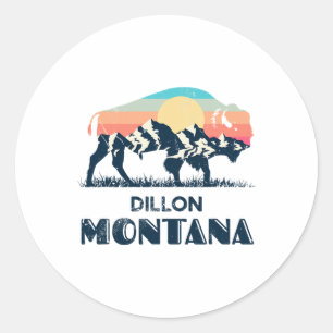 Sticker Rond Dillon Montana Vintage Randonnée Bison Nature