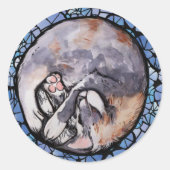 Sticker Rond Dilute Calico Chats Bouddles Chats Maine Coon (Devant)