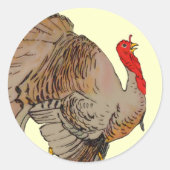 Sticker Rond Dinde d'action de la couleur complète (Devant)