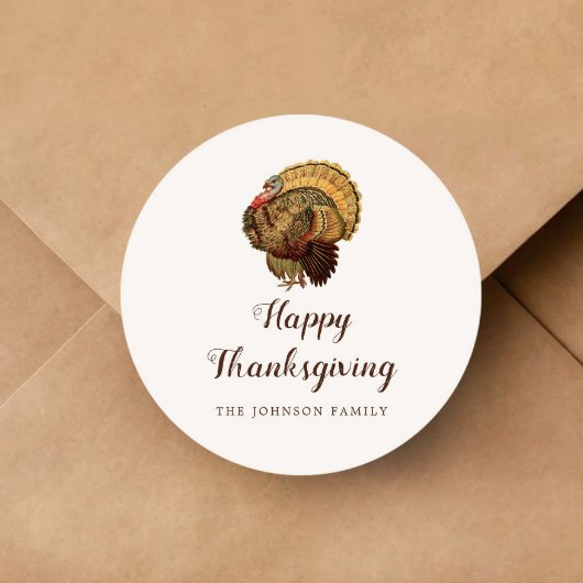 Sticker Rond Dinde de collection Joyeux Thanksgiving