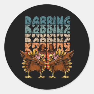 Sticker Rond Dinde de Dabbing Famille Enfants Correspondance Th