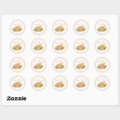 Sticker Rond Dinde de Thanksgiving aquarelle joyeuse (Feuille)