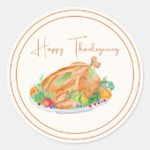 Sticker Rond Dinde de Thanksgiving aquarelle joyeuse (Devant)