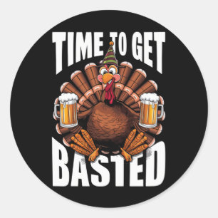 Sticker Rond Dinde de Thanksgiving bière à la sauce