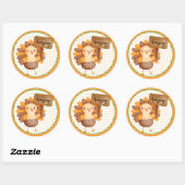 Sticker Rond Dinde de Thanksgiving joyeuse (Feuille)