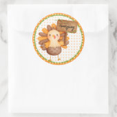 Sticker Rond Dinde de Thanksgiving joyeuse (Sac)