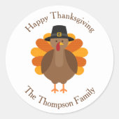 Sticker Rond Dinde de Thanksgiving mignonne | Sceau d'enveloppe (Devant)