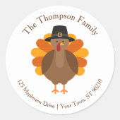 Sticker Rond Dinde de Thanksgiving mignonne | Sceau d'enveloppe (Devant)