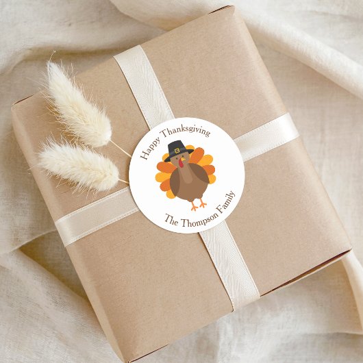 Sticker Rond Dinde de Thanksgiving mignonne | Sceau d'enveloppe