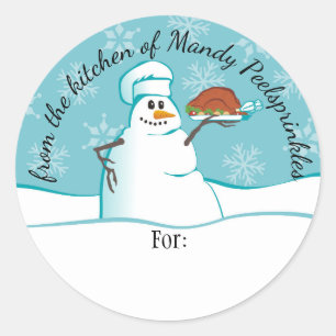Sticker Rond Dinde du chef Snowman de la cuisine de la nourritu