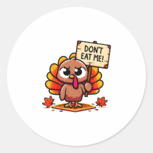 Sticker Rond Dinde frustré tenant un panneau - Ne me mangez pas