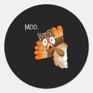 Sticker Rond Dinde Meuh Drôle de Thanksgiving Coquette Bow Femm