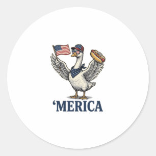 Sticker Rond Dinde patriotique 'Merica Hot Dog Vintage Chemise