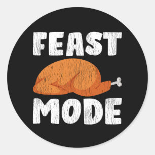 Sticker Rond Dinde Rôtie Gras Mode Bold Drôle de Thanksgiving