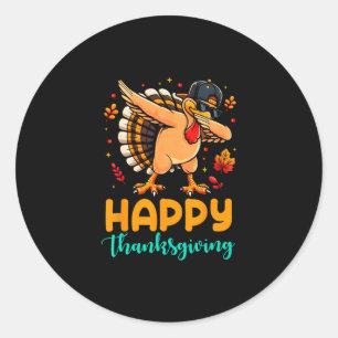 Sticker Rond Dindon qui fait le dab Joyeux Thanksgiving Day Pèl