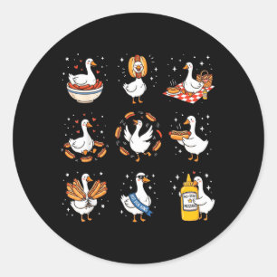 Sticker Rond Dindon ridicule drôle amateur de hot-dog BBQ gourm