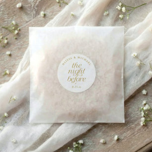 Sticker Rond Dîner de Répétition de Mariage Élégant Or la Veill