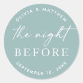 Sticker Rond Dîner de répétition doux bleu vert | Nuit avant (Devant)