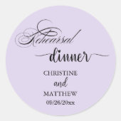 Sticker Rond Dîner de répétition élégant calligraphie violet cl (Devant)