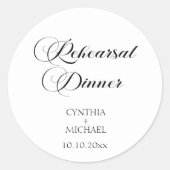 Sticker Rond Dîner de répétition Mariage de script élégant (Devant)