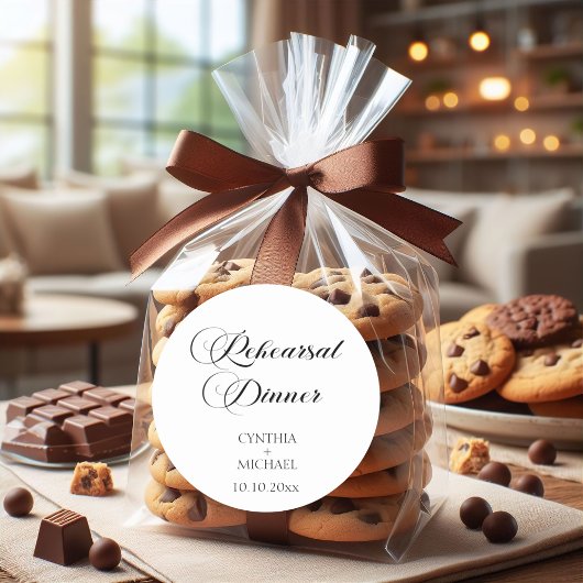 Sticker Rond Dîner de répétition Mariage de script élégant