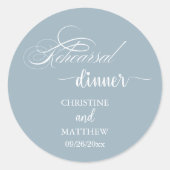 Sticker Rond Dîner de répétition poussiéreux bleu calligraphie  (Devant)