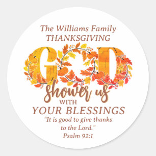 Sticker Rond Dîner de Thanksgiving religieux Citation de la Bib