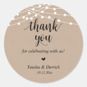 Sticker Rond Dîner Rustique moderne Mariage Merci Cadeaux (Devant)