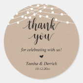 Sticker Rond Dîner Rustique moderne Mariage Merci Cadeaux (Devant)