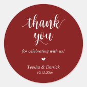 Sticker Rond Dîner Rustique moderne Mariage Merci Cadeaux (Devant)