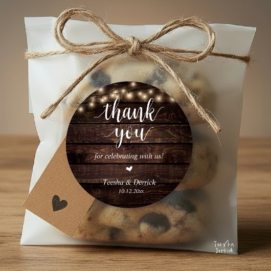 Sticker Rond Dîner Rustique moderne Mariage Merci Cadeaux