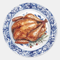 Dîner turc sur une plaque de Chinoiserie bleue