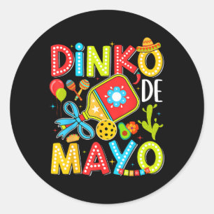 Sticker Rond Dinko De Mayo Pickleball Fiesta Mexicaine Cinco De