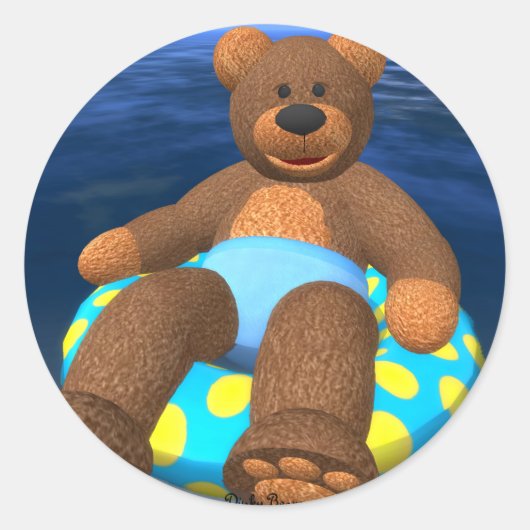 Sticker Rond Dinky Bears Water Fun (Devant)