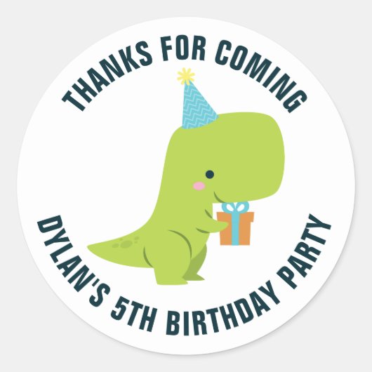 Sticker Rond Dino Anniversaire de enfant Party (Devant)