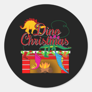 Sticker Rond Dino Christmas - Dinosaur Stockings