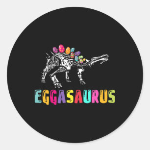 Sticker Rond Dino de Pâques - Eggasaurus Stégosaure Œuf Dinosau