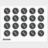 Sticker Rond Dino Dinosaure Végétal (Feuille)