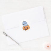 Sticker Rond Dino En Citrouille Doux Dinos Joyeux Halloween (Enveloppe)
