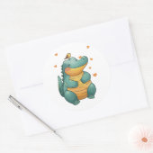Sticker Rond Dino et amis petits oiseaux (Enveloppe)