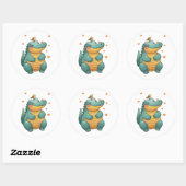 Sticker Rond Dino et amis petits oiseaux (Feuille)