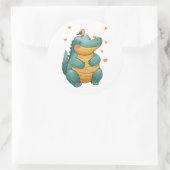 Sticker Rond Dino et amis petits oiseaux (Sac)