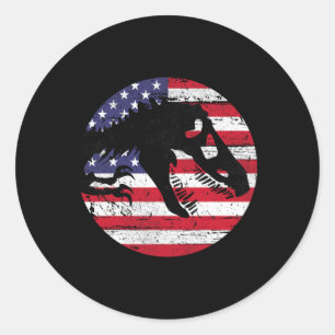 Sticker Rond Dino Fossi Drapeau Usa Dinosaure Patriotique T-rex