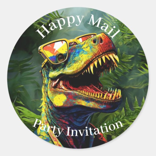 Sticker Rond Dino Happy Mail Jungle kids (Devant)