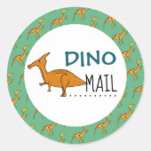 Sticker Rond Dino Mail, Dinosaur (Devant)