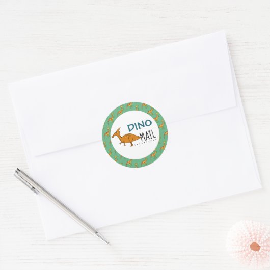 Sticker Rond Dino Mail, Dinosaur (Enveloppe)