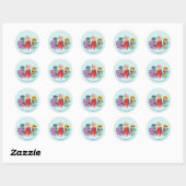 Sticker Rond Dino Ranch Friends Design (Feuille)
